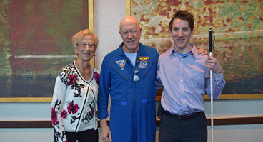 NFB of PA members Linda and Brian pose for a photo with Astronaut Mike Baker.